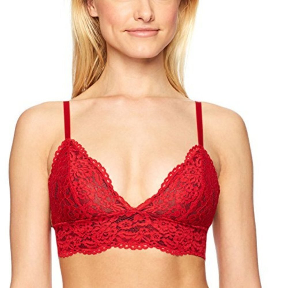 B.TEMPT'D Wacoal Ciao Bella Triangle Bralette Red Lace No Wire Wireless S 916144